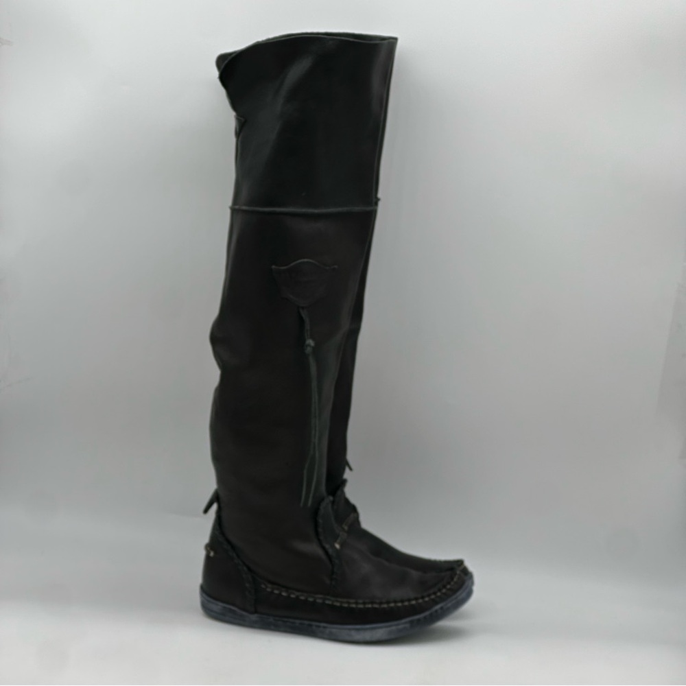 El Vaquero Apache Tall Black Over-the-Knee Leather Boots